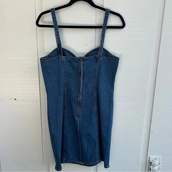 Steve Madden Corset Denim Mini Dress Dark Blue Wash w/ Tassel Zipper | NWT | Med - Picture 2 of 6